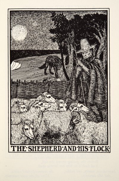 O Pastor e seu Rebanho, de Fontaine Fables, pub. 1905 de Percy J. Billingshurst