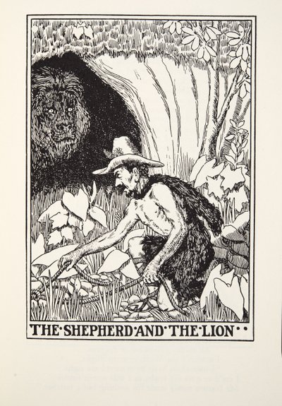 O Pastor e o Leão, de Fontaine Fables, pub. 1905 de Percy J. Billingshurst