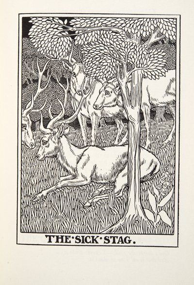The Sick Stag, de Fontaine Fables, pub. 1905 de Percy J. Billingshurst