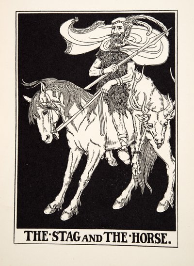 The Stag and the Horse, from A Hundred Fables of Aesop, pub.1903 (gravura) de Percy J. Billingshurst