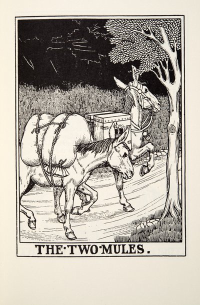 The Two Mules, de Fontaine Fables, pub. 1905 de Percy J. Billingshurst