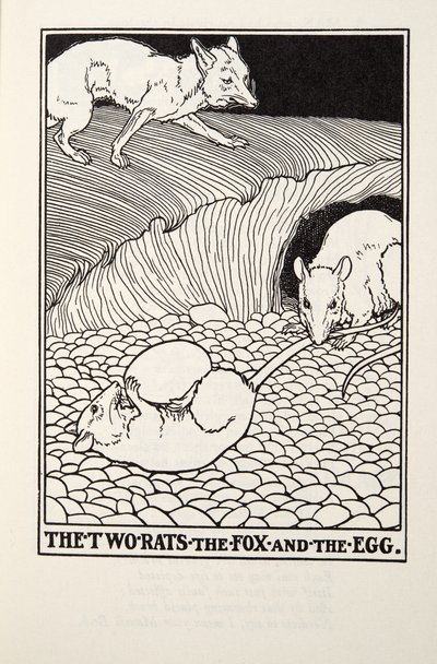 Os dois ratos, a raposa e o ovo, de Fontaine Fables, pub. 1905 de Percy J. Billingshurst