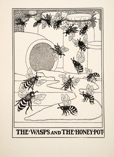 As vespas e o honeypot, de cem fábulas de Esopo, pub.1903 de Percy J. Billingshurst