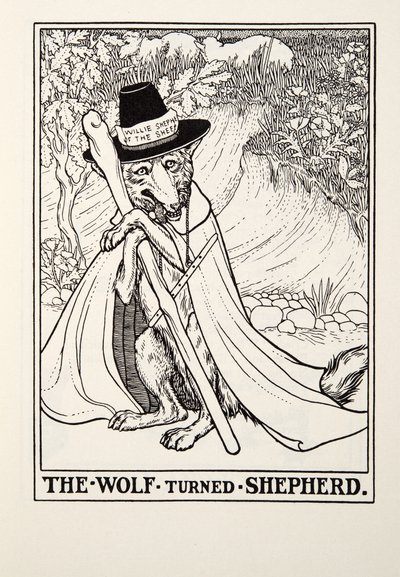 O lobo virou pastor, de Fontaine Fables, pub. 1905 de Percy J. Billingshurst