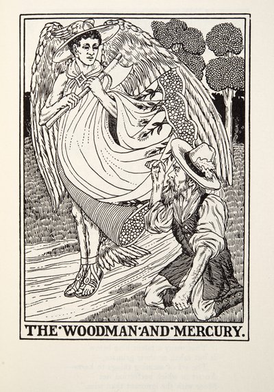 The Woodman e Mercury, de Fontaine Fables, pub. 1905 de Percy J. Billingshurst