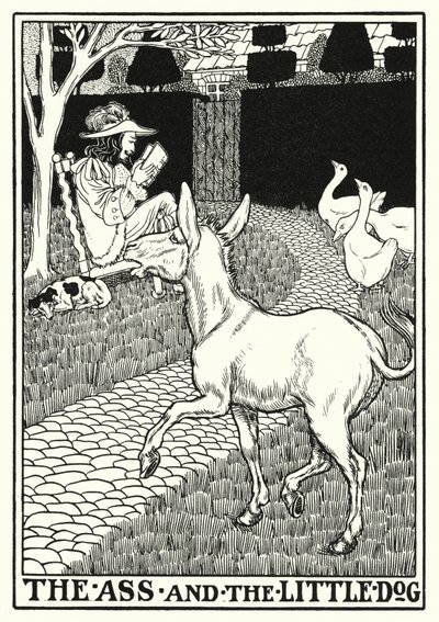 Fábulas de La Fontaine: O rabo e o cãozinho (litho) de Percy James Billinghurst