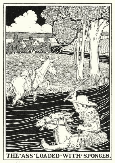Fábulas de La Fontaine: O cu carregado com esponjas (litho) de Percy James Billinghurst