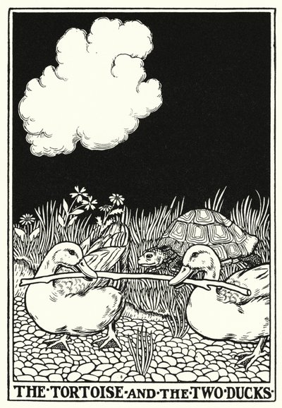 Fábulas de La Fontaine: A tartaruga e os dois patos (litho) de Percy James Billinghurst