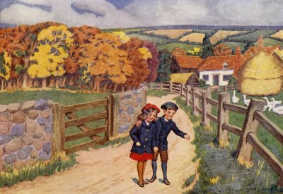 O passeio até à quinta (cor litho) de Percy James Billinghurst
