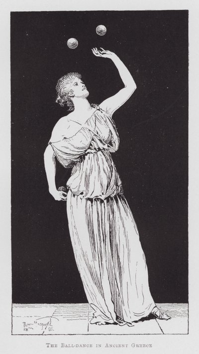 A dançar: A dança do baile na Grécia Antiga (litho) de Percy Macquoid