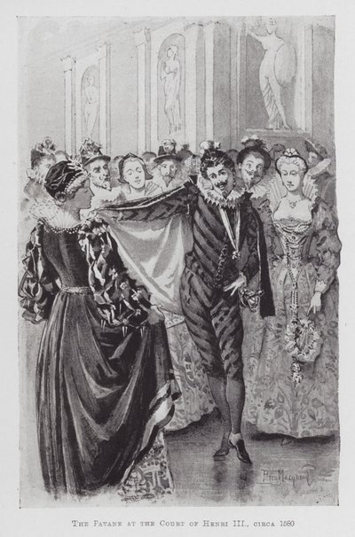 A dançar: O Pavane na Corte de Henri III, por volta de 1580 (litho) de Percy Macquoid