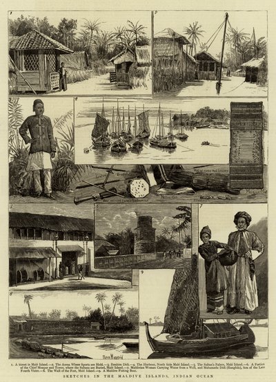 Esboços nas Ilhas Maldivas, Oceano Índico de Percy Macquoid