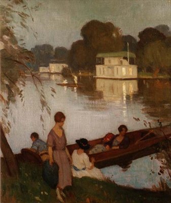 No Tamisa, c.1925 (óleo sobre tela) de Percy William Gibbs