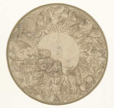 Design para a base de um show bowl redondo de Perino del Vaga (attributed to)