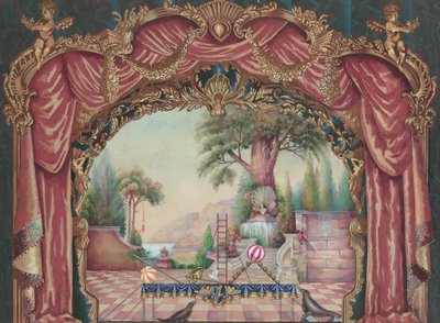 Pano de fundo para o Palco Vaudeville, c. 1938. de Perkins Harnly