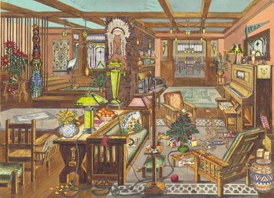 Interior estilo missão da Califórnia, 1946. de Perkins Harnly