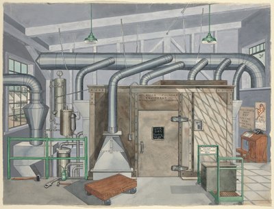 Câmara de Jateamento de Areia Exterior, 1935 de Perkins Harnly