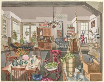 Cozinha Semi-Rural e Sala de Jantar, 1910 de Perkins Harnly