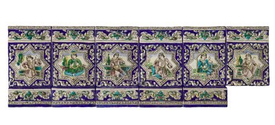 Um friso do século XIX de azulejos Qadjar de cerâmica de Persian School