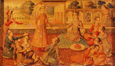 Um caixão tardio de papel machê lacado em Zand, C. 1794-95 de Persian School