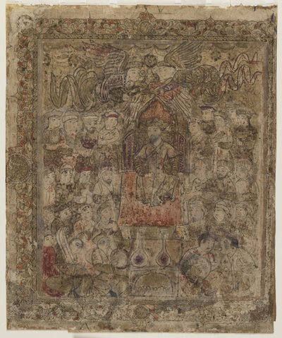 Um governante entronizado, de um Shahnama de Persian School