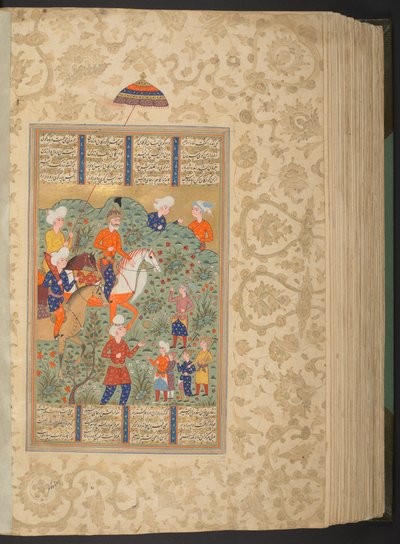 Adicionar. 27257, f.355v Ardashir reconhece Shapur durante um jogo de pólo de Persian School