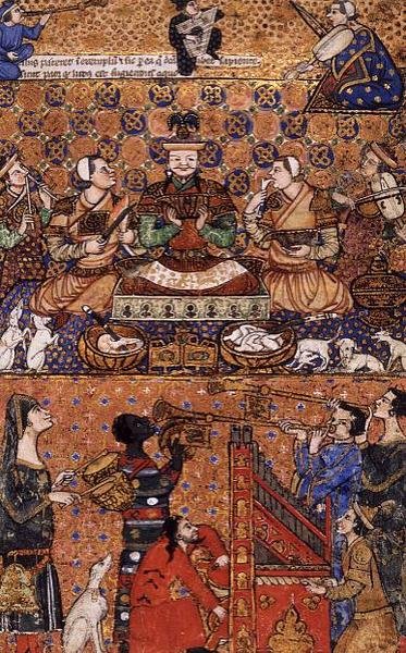 Acrescentar 27696 f.13 Régua entronizada com tratadores e músicos, escrita em Génova, no final do século XIV de Persian School