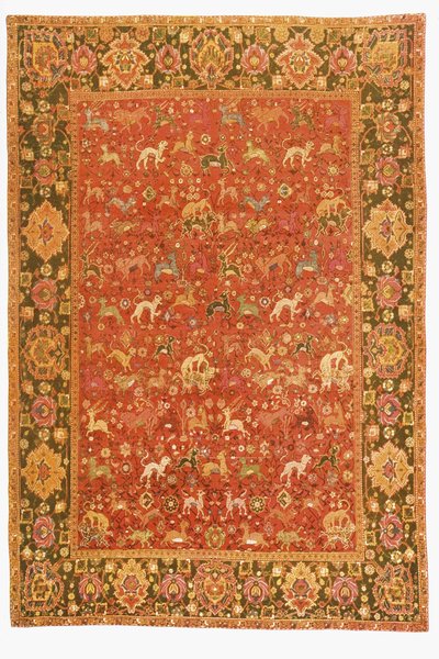 Tapete Animal, de Isfahan (têxtil) de Persian School