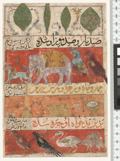 Animais, pássaros e plantas, período Ilkhanid, 1341 de Persian School
