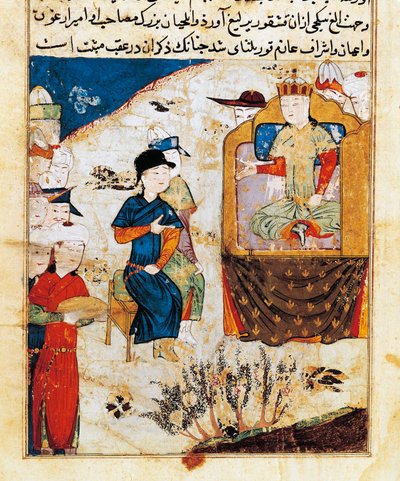 "Audience of Mongka (or Mongke or Mangu Khan) (died 1259)" Miniatura de "Tarih-i djahangusha