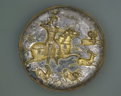 Tigela, Irã, período sassânida, 4º a 5º século (prata e dourada) de Persian School