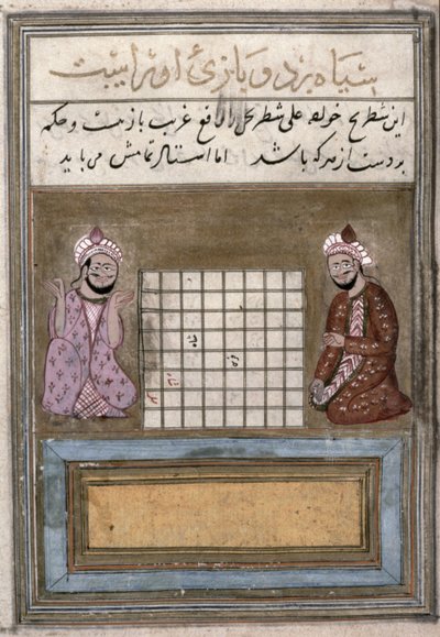 Jogadores de Xadrez, página de um Tratado sobre Xadrez, Safávida precoce, segunda metade do século XVI (tinta sobre papel) de Persian School