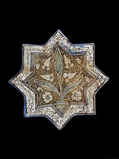 Telha estrela de oito pontas, Sultanabad, Irã, dinastia Il-Khanid (cerâmica) de Persian School