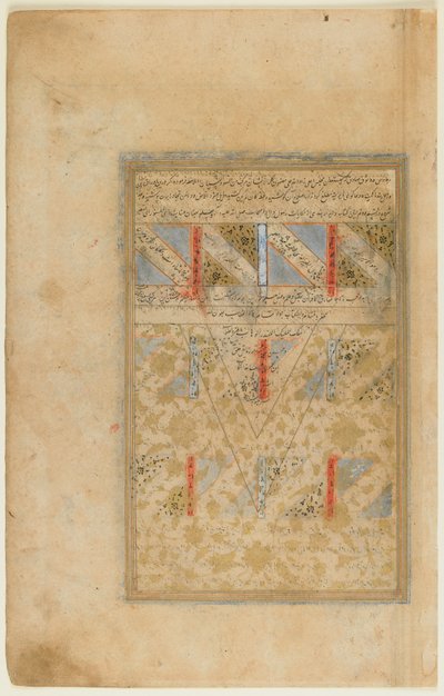 Folio de um Rawdat al-safa (Jardim da Pureza) por Mirkhwand (d.1498) Shiraz, Irã, período Safávida, 1571-72 (aquarela opaca, tinta e ouro sobre papel) de Persian School