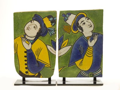 Ladrilhos Fragmentários com Decoração Figural de Persian School
