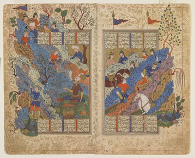 Gudarz mata Piran na montanha a partir de um Shahnama de Persian School
