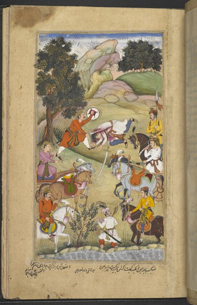 Ou.12076 f.67r Babhruvahana dizimando o exército de Arjuna (Bulaqi ibn Ghulam 