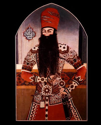 Arte Persa: "Retrato de Mohamed Ali Shah (Mohammad Ali Shah Qajar) (1872-1925) Pintura anónima. Colecção privada do século XIX de Persian School