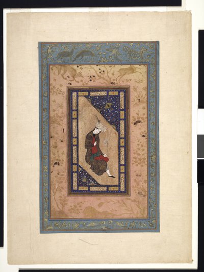 Retrato de um Príncipe Safavid, c.1590-1630
ou mais tarde (aguarela opaca e ouro sobre papel) de Persian School