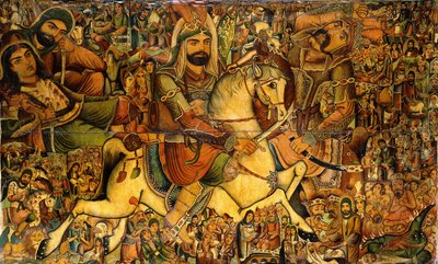 A Batalha de Kerbala, século XIX de Persian School
