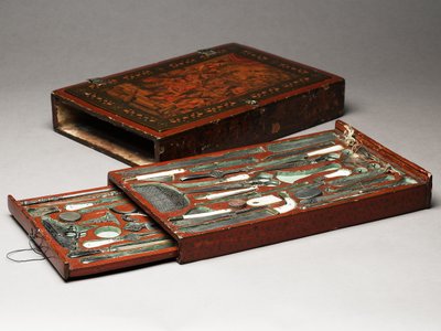 Kit de ferramentas retratando a Sagrada Família, c.1830 (meios mistos) de Persian School