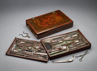 Kit de ferramentas retratando a Sagrada Família, c.1830 (meios mistos) de Persian School