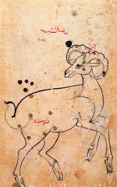 f.154a Áries, o Carneiro, persa, de Isfahan ou Shiraz, c.1600 (tinta sobre papel) de Persian School