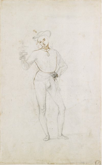 Um estudo para uma figura em uma adoração dos Magos, c1470-1520 de Perugino
