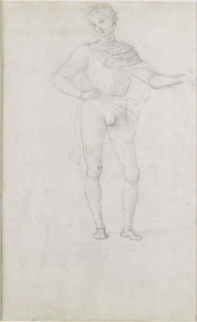 Um estudo para uma figura em uma adoração dos Magos, c1470-1520 de Perugino