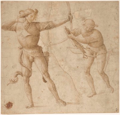 Um arqueiro e um arbalista, c. 1500. de Perugino