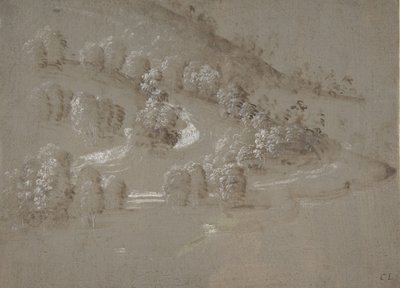 Paisagem à direita, verso da paisagem, 1489-90. de Perugino