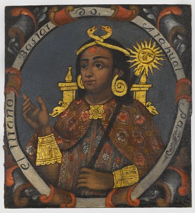 Atahualpa (c.1502-33) 14 e último rei inca, meados do século XVIII de Peruvian School