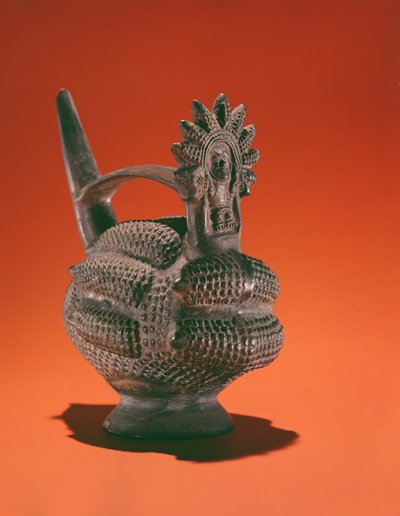 Navio de Blackware de deusa de milho (cerâmica) de Peruvian School