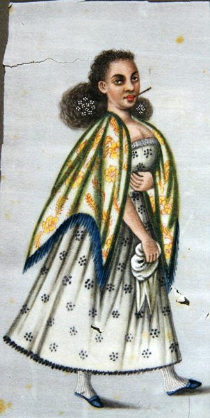 Senhora com cheroot, c.1820 (aguarela sobre papel) de Peruvian School